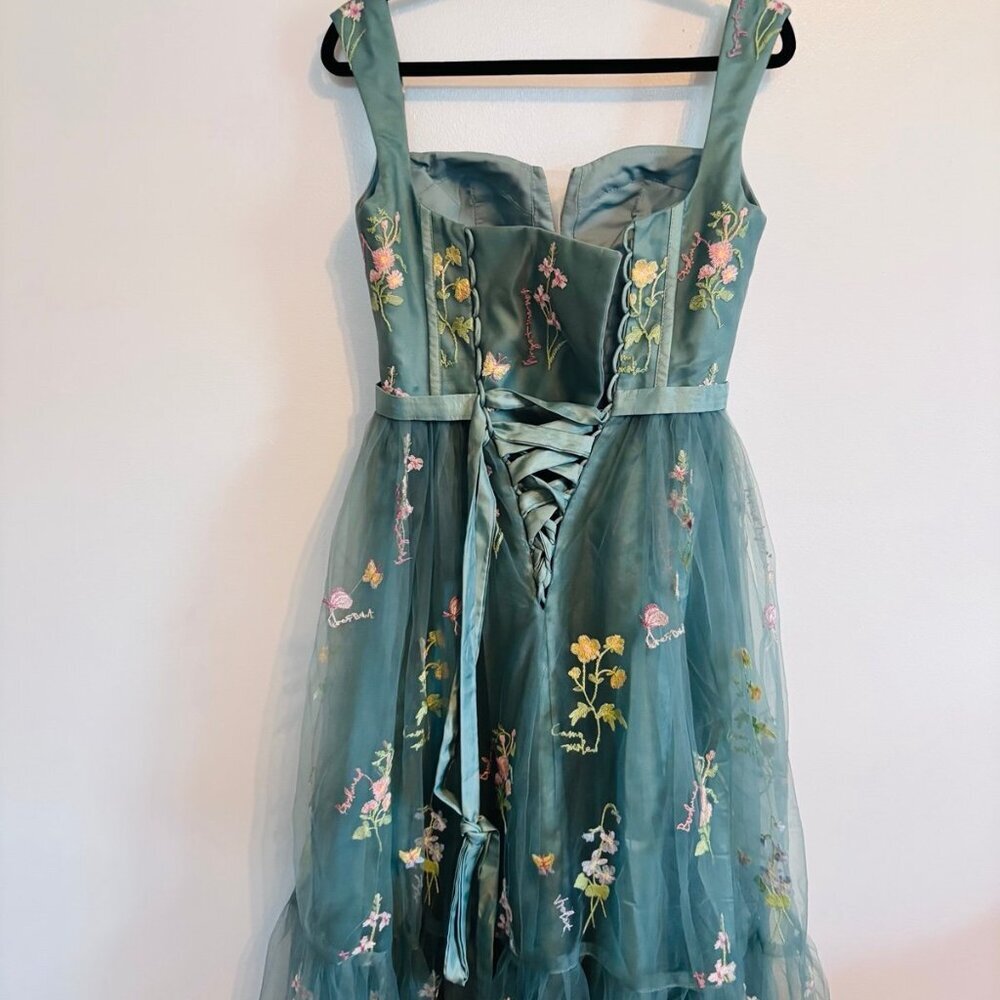 NWT Flower Embroidery Tulle Prom Dresses Tea Length - Picture 7 of 7
